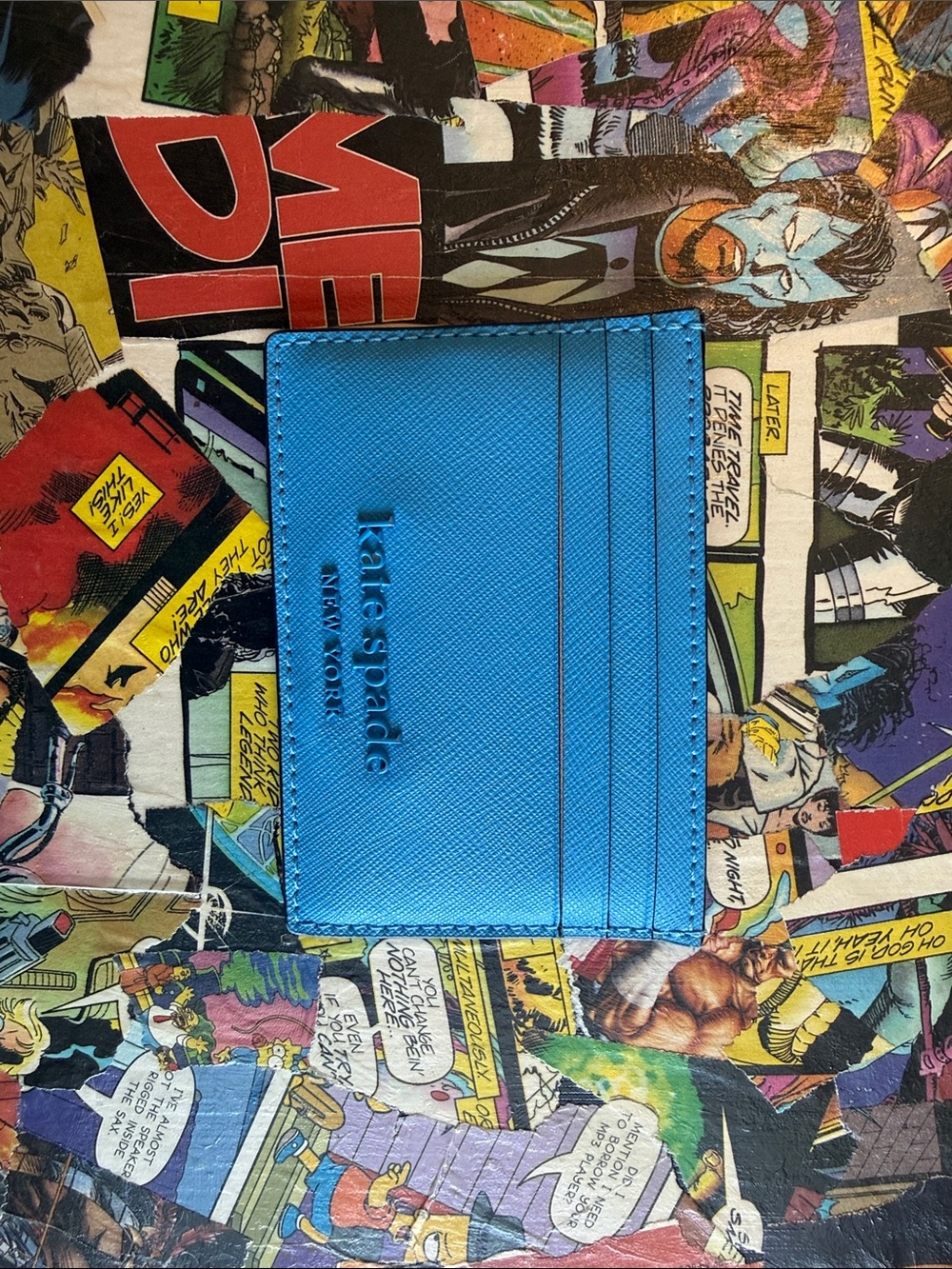 kate spade Blue Saffiano Leather Slim Card & Key Holder